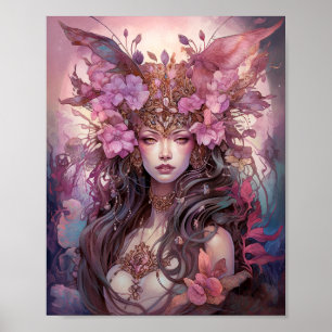 Poster Rose violet Fairy Queen Imaginaire Art