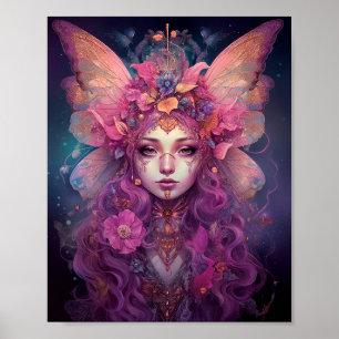 Poster Rose violet Fairy Queen Imaginaire Art