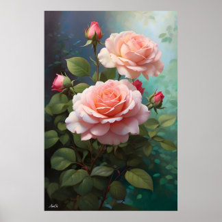 Poster Rose | WallArt | Style de peinture à l'huile