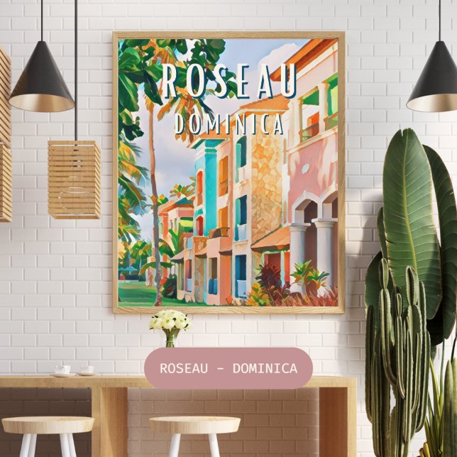Poster Roseau, la ville tropicale de la Dominique (Créateur téléchargé)