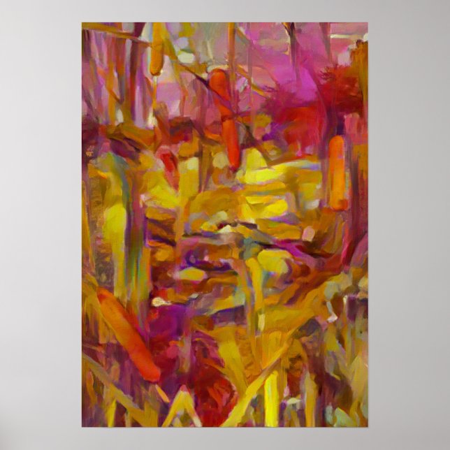 Poster roseaux dans la nature couleurs vibrantes A.I. (Devant)