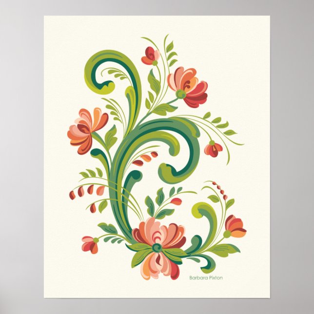 Poster Roseming rouge et rose (Devant)