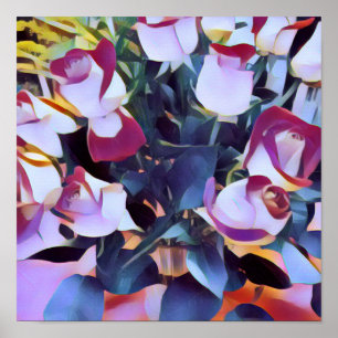 POSTER ROSES ABSTRAITS PINK HYBRID