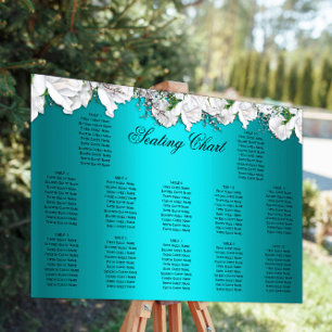 Poster Roses blanches et Mariage floral Aqua