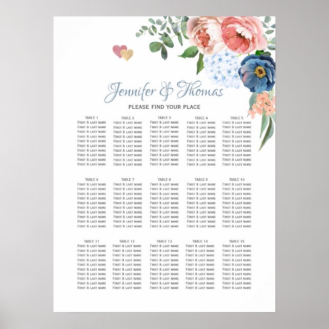 Poster Roses bleu et bleu (Devant)