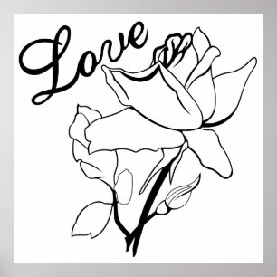 Poster Roses Cœur d'Amour Saint-Valentin Journee Douce