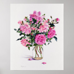 Poster Roses dans un bocal de verre