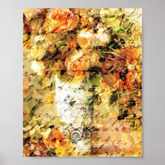 Poster Roses dans un vase (Devant)