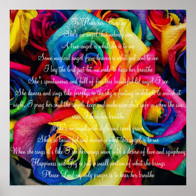 Poster Roses de couleur avec poème (Devant)
