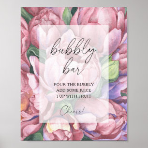 Poster Roses de pivoine aquarelle - bar pétillant