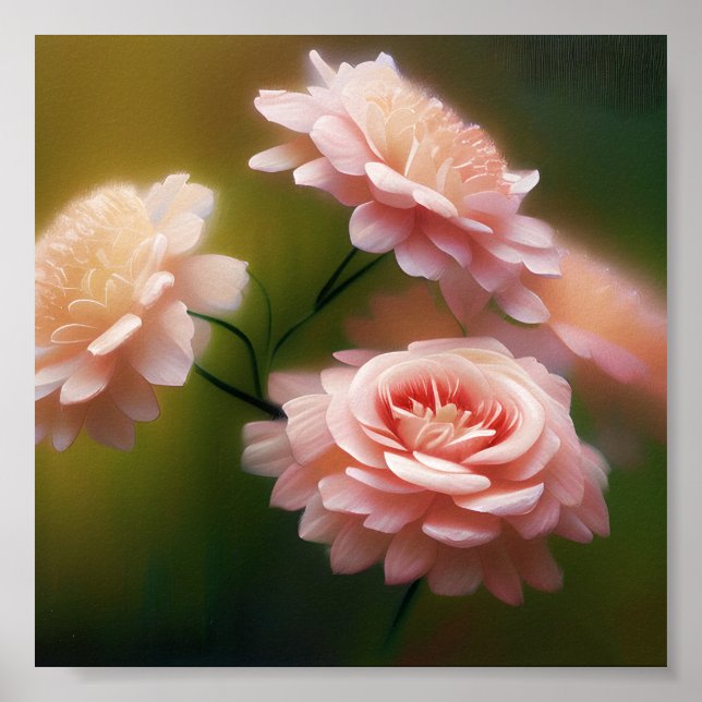 Poster Roses doux et rose clair (Devant)