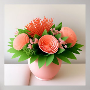 Poster 🌷 Roses Élégantes dans un Vase en Verre Décoratio