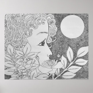 Poster Roses en encre