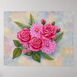 Poster Roses et Dahlias