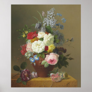 Poster Roses et fleurs sauvages de Bloemers dans un pot e