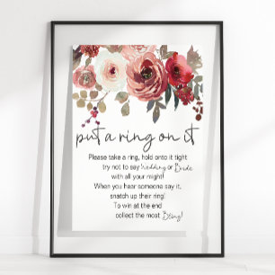 Poster Roses Floraux Rouges Mis Une Bague Sur Le Jeu