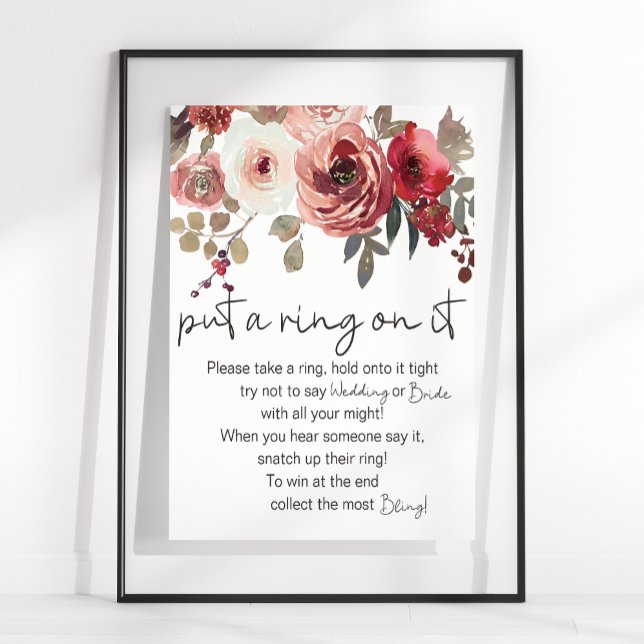 Poster Roses Floraux Rouges Mis Une Bague Sur Le Jeu (Créateur téléchargé)