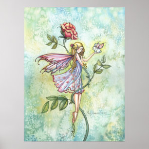 Poster Rose's Friend Flower Fairy and Bunny Art