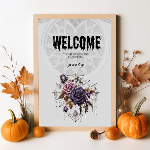 Poster roses gothiques éffrayants et crâne Fête d'Hallowe