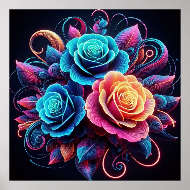 Poster Roses Néon (Devant)
