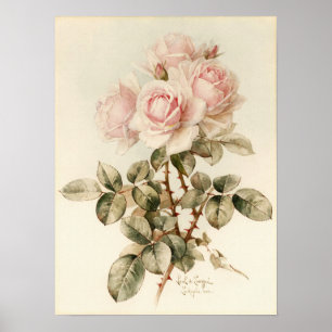 Poster Roses romantiques victoriens vintages
