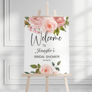 Poster Roses Rose Pâle Élégant Shower de Mariage Floral