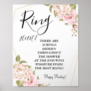 Poster roses roses anneau d'aquarelle rose signe de jeu d