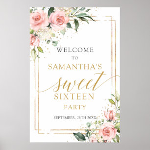 Poster Roses roses blanches or parties scintillant 16 ann