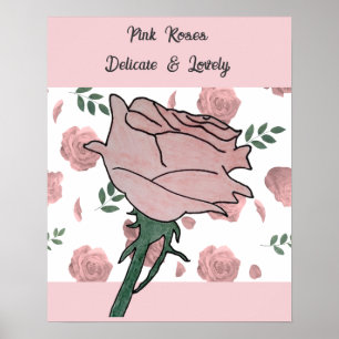 Poster Roses roses- Délicates et adorables