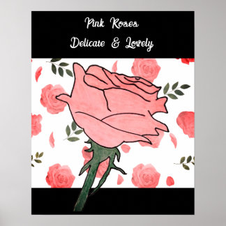 Poster Roses roses- Délicates et adorables