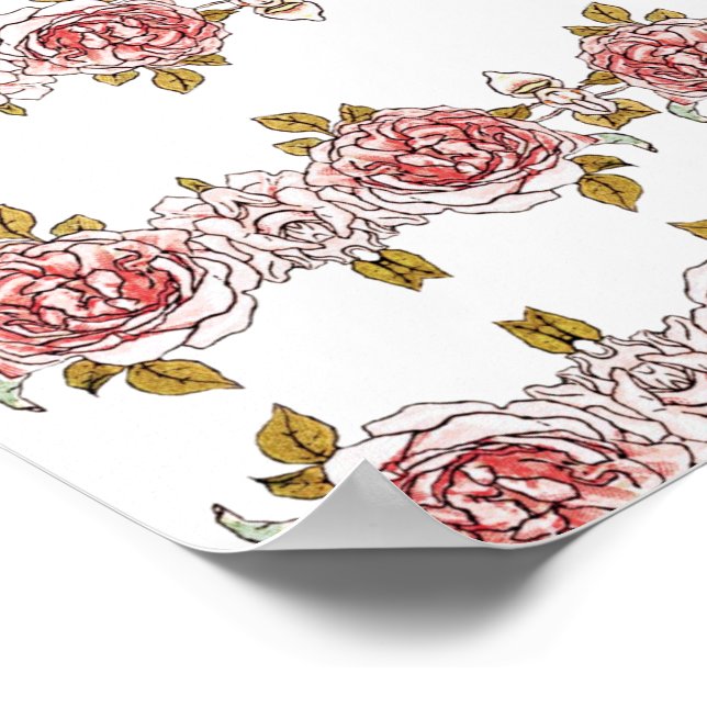 Poster Roses roses vintages (Coin)