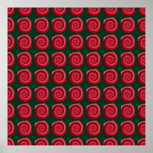 Poster Roses rouges sur un fond vert abstrait, fond