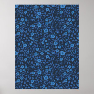 Poster Roses sauvages en bleu