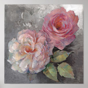 Poster Roses sur Grey