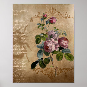 Poster Roses vintages avec script.