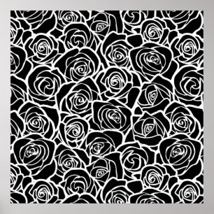 Poster Roses Vintages en noir et blanc