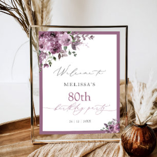 Poster Roses Violettes Élégantes pour Anniversaire de Tou
