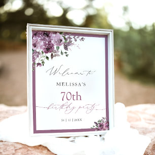 Poster Roses Violettes Modernes Bienvenue Anniversaire To