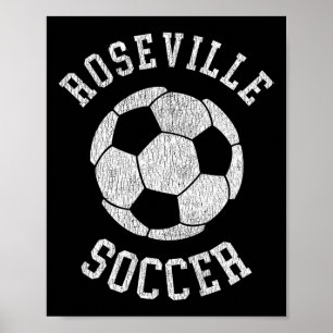 Poster Roseville Soccer Rétro Détresse 90's Vintage