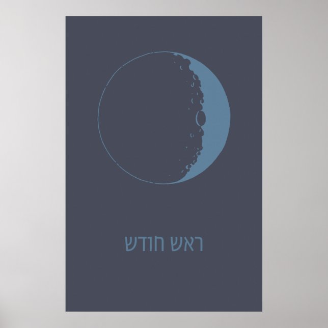 Poster Rosh Chodesh - Nouvelle Lune juive en hébreu (Devant)