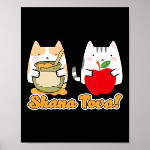 Poster Rosh Hashana Pour Les Chats Kawaii - Joyeux Juif