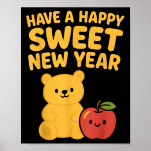 Poster Rosh Hashanah Bonne Année Sucrée Chéri Ours Jewi