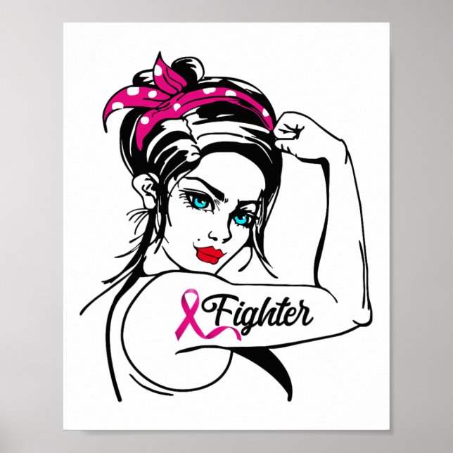 Poster Rosie Le Riveter Sensibilisation au cancer du sein (Devant)