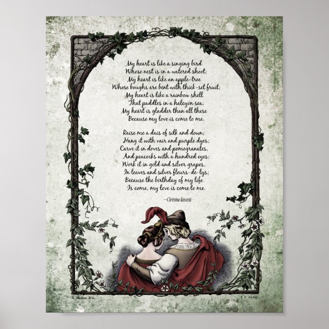Poster Rossetti "Amour" poème d'art victorien 8x10 (Devant)