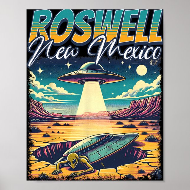 Poster Roswell New Mexico 1947 Alien Abduction Ufo Crash  (Devant)