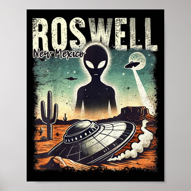 Poster Roswell New Mexico 1947 Alien Abduction Ufo Crash  (Devant)