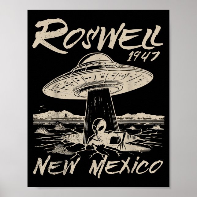 Poster Roswell New Mexico 1947 Alien Abduction Ufo Crash  (Devant)