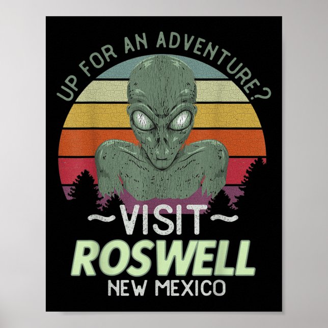 Poster Roswell New Mexico Alien Head Funny Souvenir Quote (Devant)