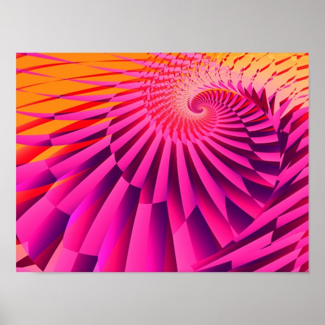 Poster Rosy Dawn Abstrait Art fractal moderne (Devant)