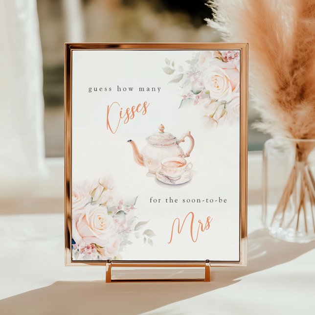 Poster Rosy Floral Fête des mariées Combien de baisers (Créateur téléchargé)
